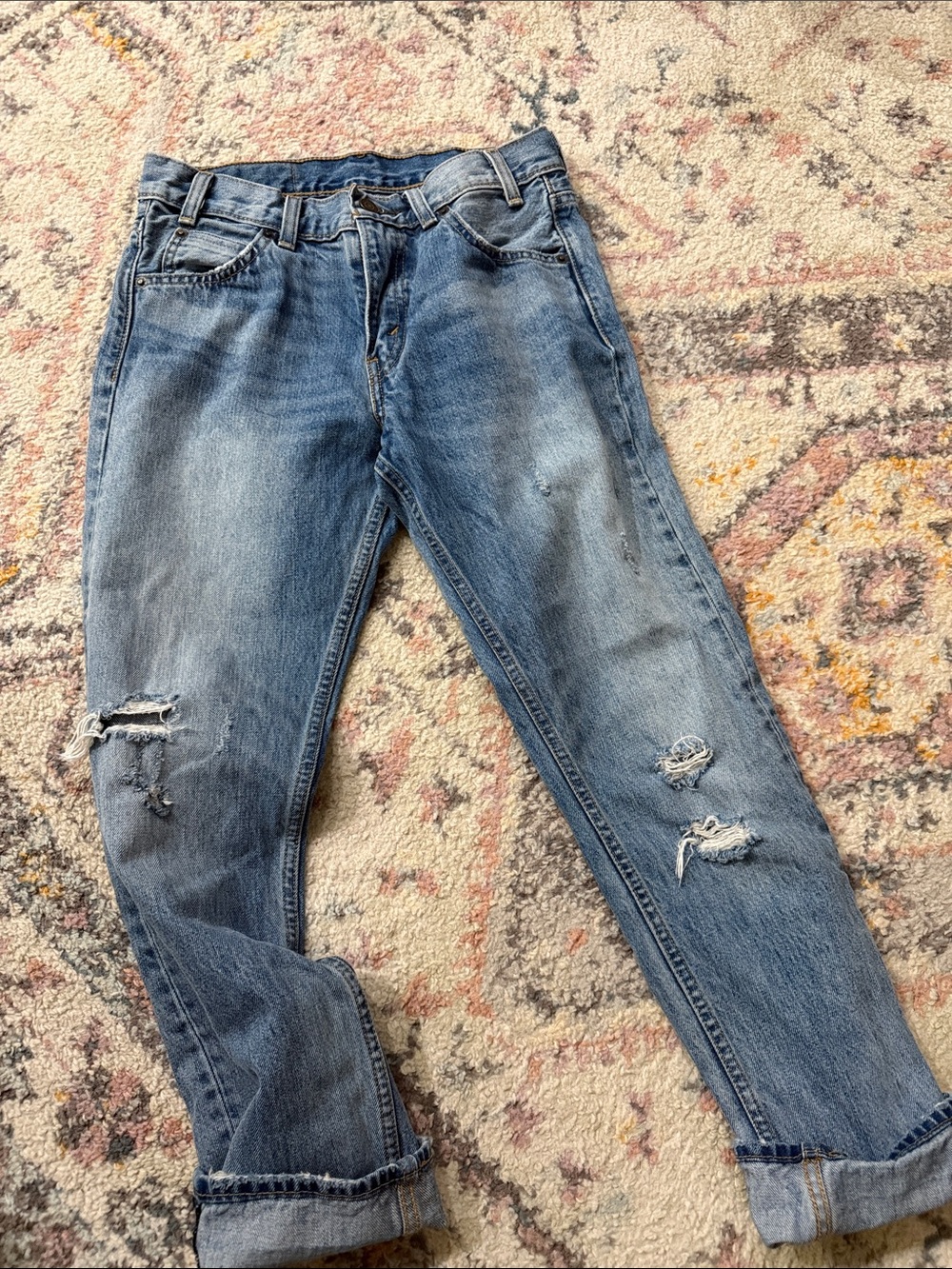 Levi's Light Blue Distressed Boyfriend Jeans